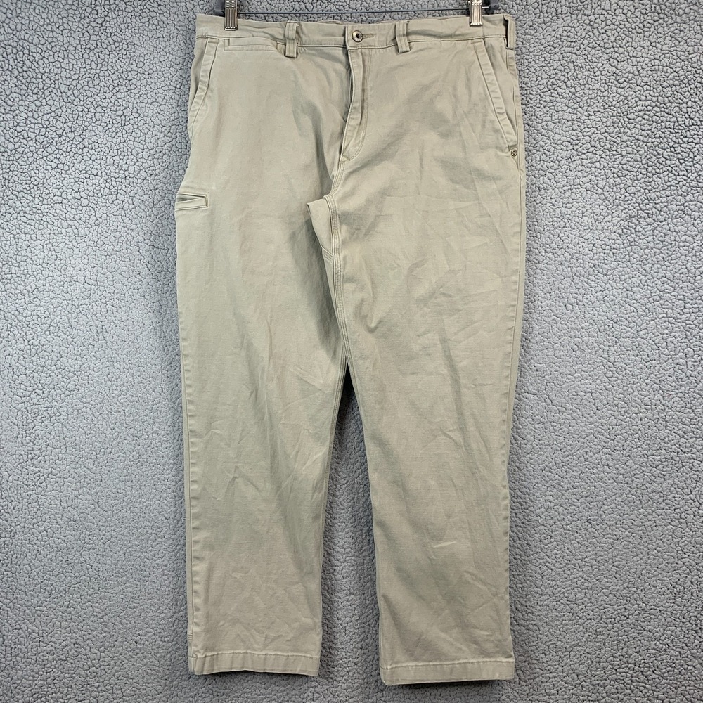 Duluth Trading Pants Mens 36x30 Beige Flex Ballroom Khakis Chinos Relaxed Fit